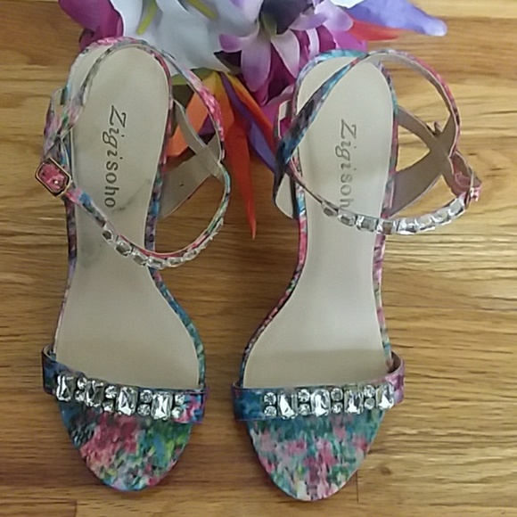 Zigi Soho Shoes - Zigi Soho Marlena Floral Print Rhinestone Heels